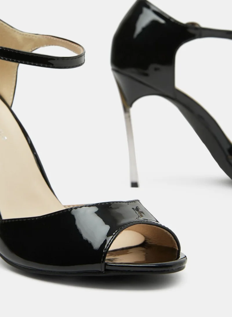 Anne Michelle Faux Leather High-Heel Sandals