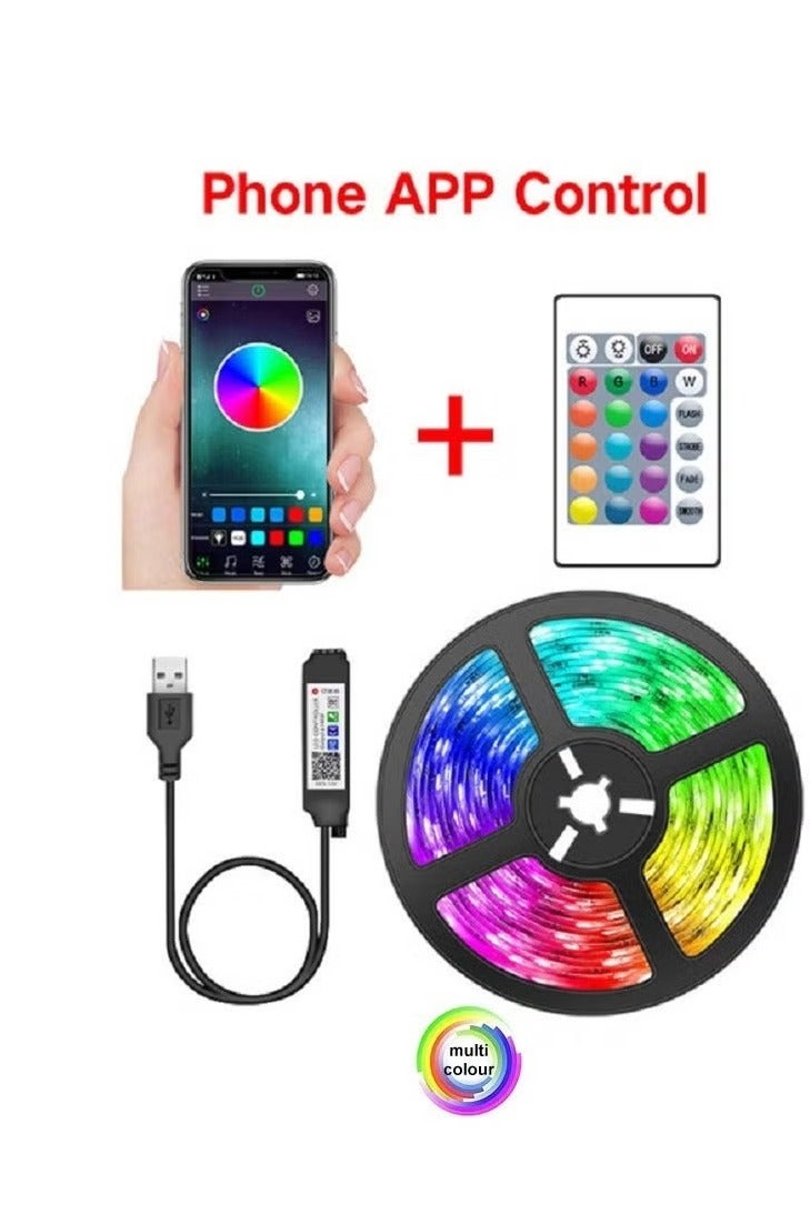5M Flexible Smart Bluetooth RGB LED Neon Strip Light Sync to Music Lighting for Home Decor Kitchen Bedroom Car Bike Hotel Outdoor Parties Garden Desktop Decoration Mobile App Control USB Powered - Image 1