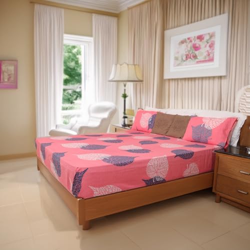 Status Contract Cotton Rich Double Bedsheet with 2 Pillow Covers for Bed Room, Home, Hotel-120 GSM (Peach) - Image 3