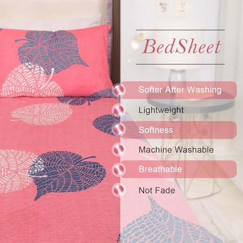 Status Contract Cotton Rich Double Bedsheet with 2 Pillow Covers for Bed Room, Home, Hotel-120 GSM (Peach) - Image 5