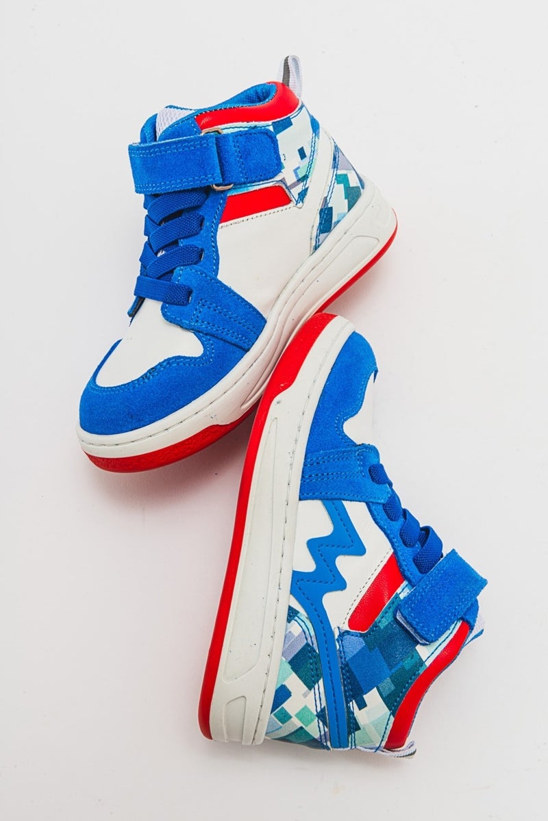 Mnpc Unisex Kids Saks Blue Print Genuine Leather Anatomical Sneakers Boots  - Image 5