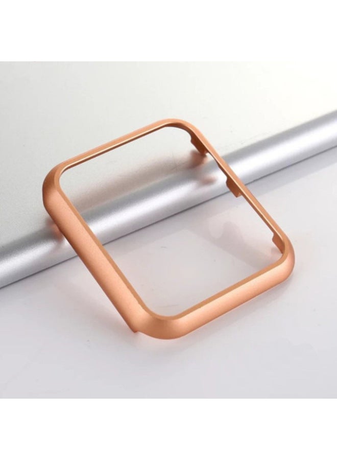 Suitable For Apple Watch Protective Case Aluminum Alloy Frame High-gloss Case Iwatch7456 Generation Metal Protective Case-Color:Rose Gold-Exterior Dimension:45mm - Image 1