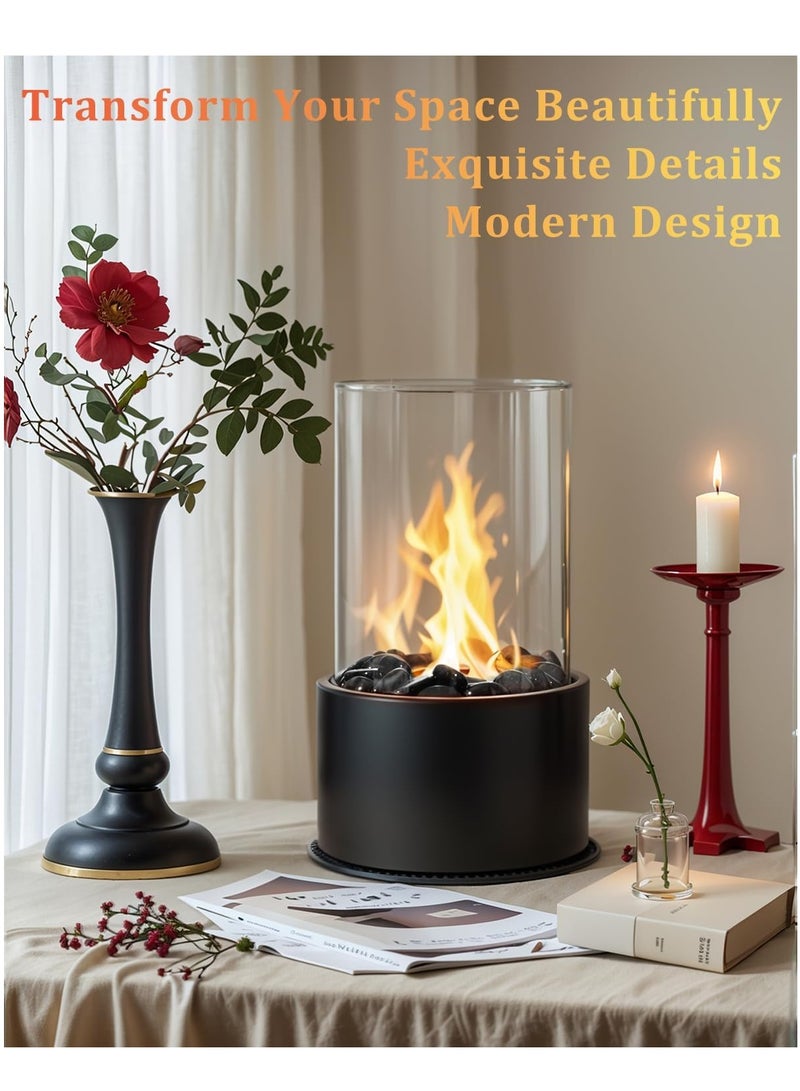 Generic Table Top Fire Pit,Small Outdoor Fireplace for Patio,Indoor Tornado Portable Fireplace,Mini Tabletop Countertop Fire Pit Bowl,Glass Smokeless Flame Box,Home Decor for Balcony,Bedroom,Apartment  - Image 2