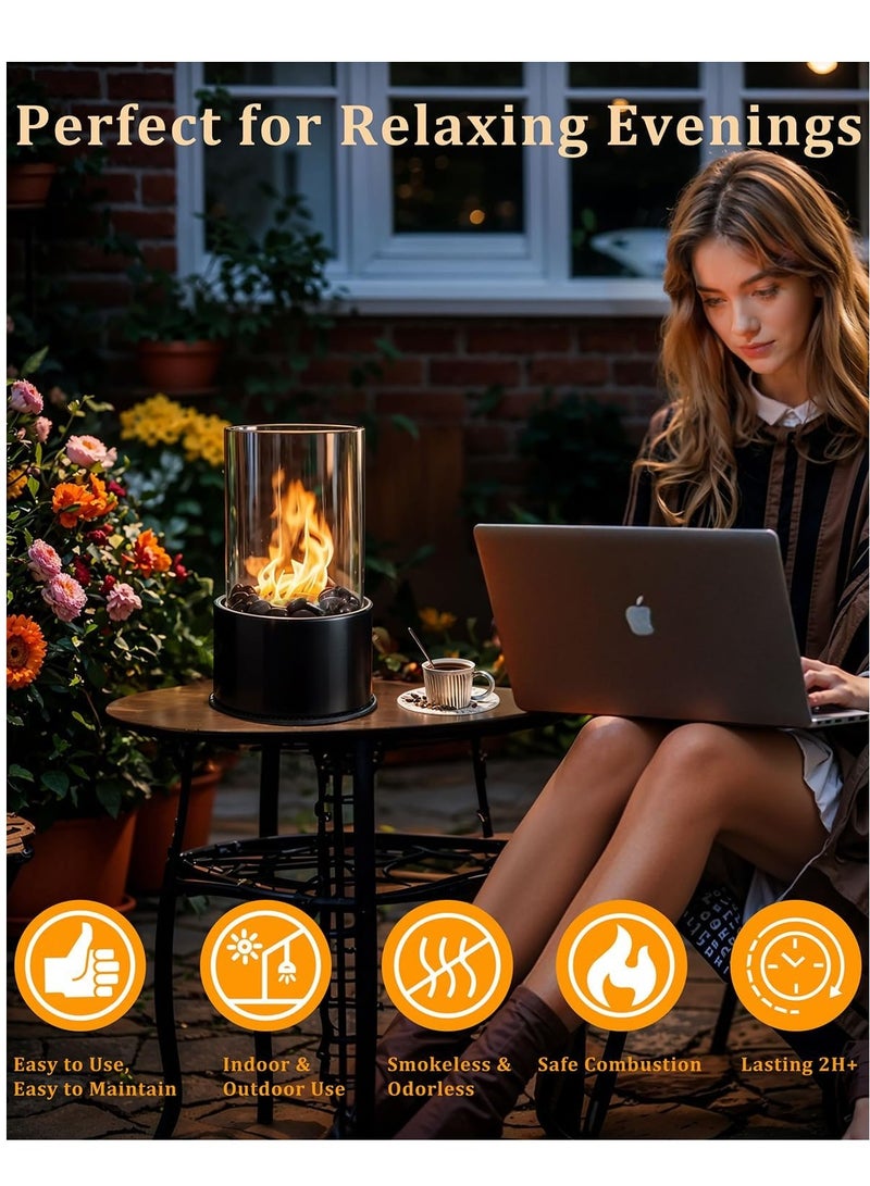 Generic Table Top Fire Pit,Small Outdoor Fireplace for Patio,Indoor Tornado Portable Fireplace,Mini Tabletop Countertop Fire Pit Bowl,Glass Smokeless Flame Box,Home Decor for Balcony,Bedroom,Apartment  - Image 3
