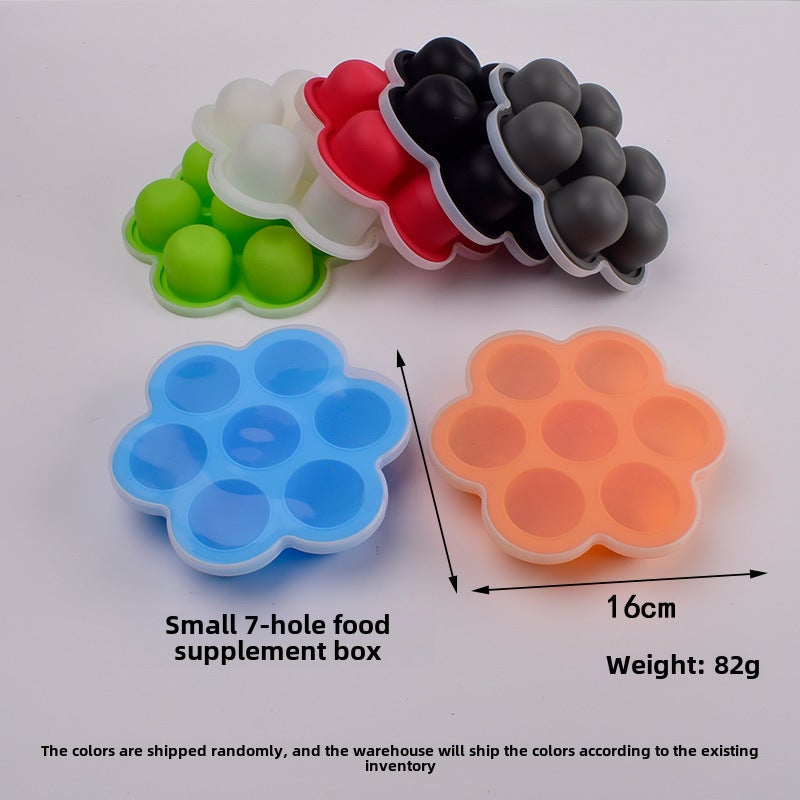 Silicone 7-Hole Baby Food Freezer Tray Small 7-hole food supplement box 