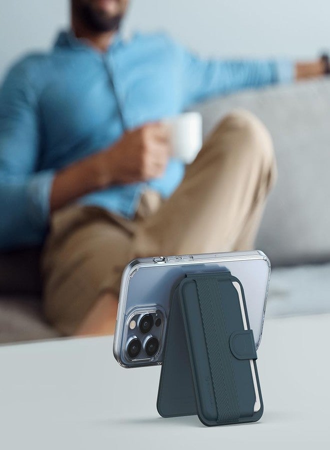 Sinjimoru Pull & Slide Magsafe Card Case, Adjustable Stand, Pull Out Tape, Smartphone Card Case, 3 Card Storage, Magsafe Wallet, Compatible with iPhone 15/14/13/12 Series, M-Pull Tab Stand, Black - Image 2