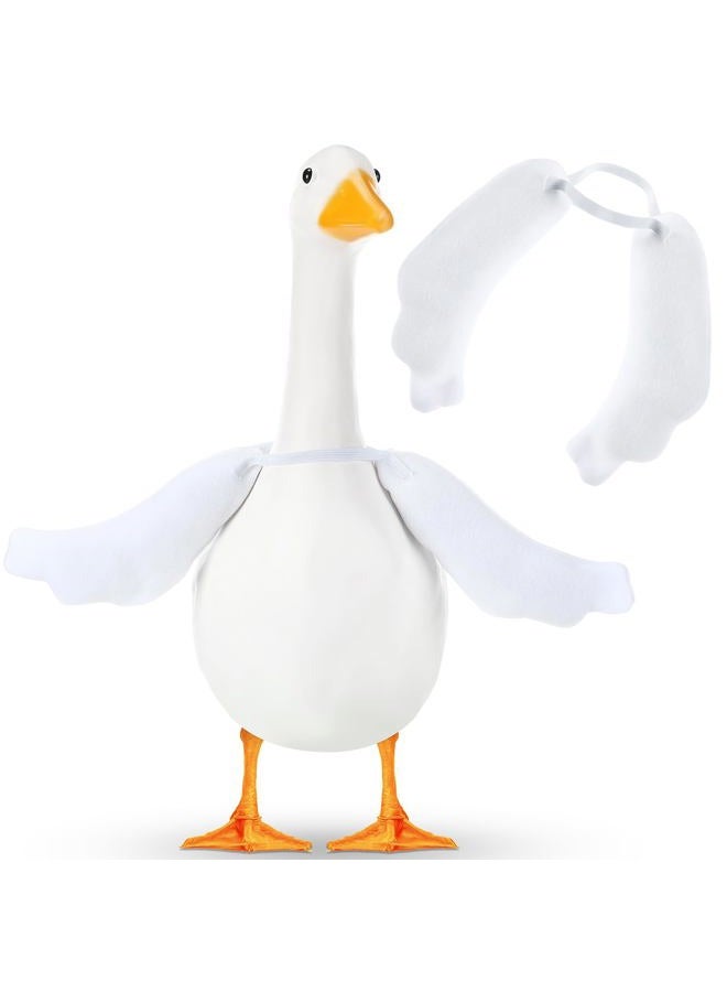 Shinylin 1 Pcs Poseable Goose Wings for 15”- 20" Porch Lawn Goose Outfit Accessories Poseable White Wings for Outdoor Patio Yard Lawn Art Decoration (Rippled Edge) - Image 1
