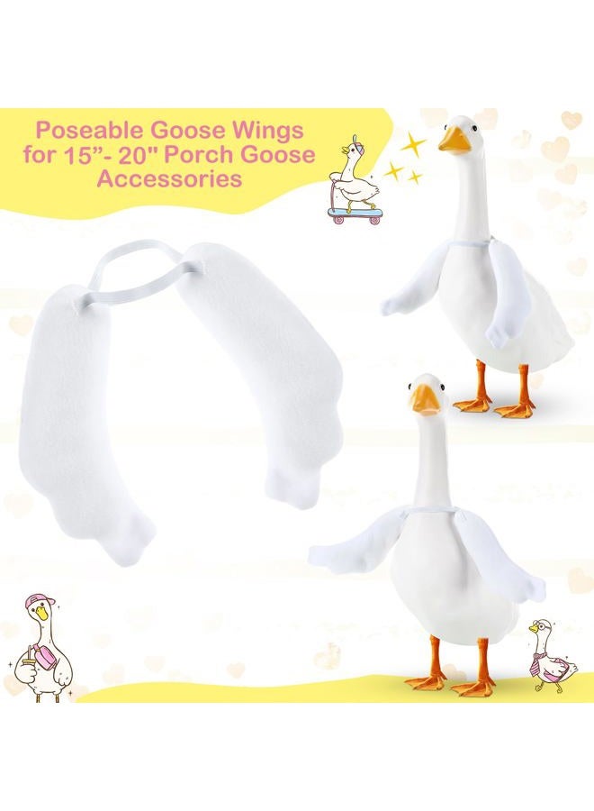 Shinylin 1 Pcs Poseable Goose Wings for 15”- 20" Porch Lawn Goose Outfit Accessories Poseable White Wings for Outdoor Patio Yard Lawn Art Decoration (Rippled Edge) - Image 2