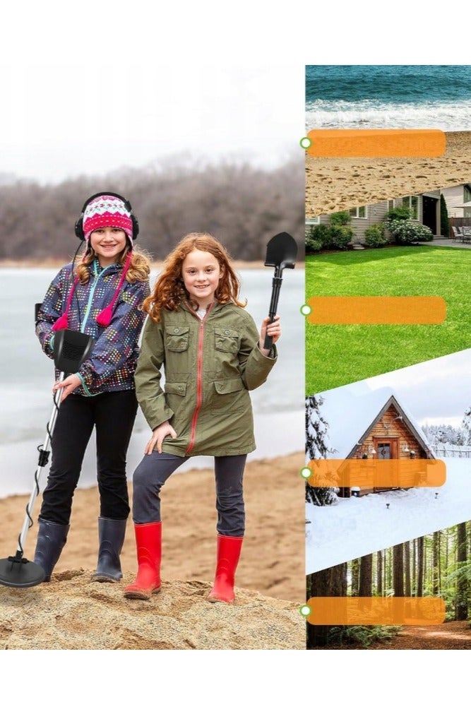 جهاز كشف المعادن تحت الأرض، كاشف الذهب، باحث عن الكنوز للأطفال مع سماعة أذن ومجرفة - Image 2