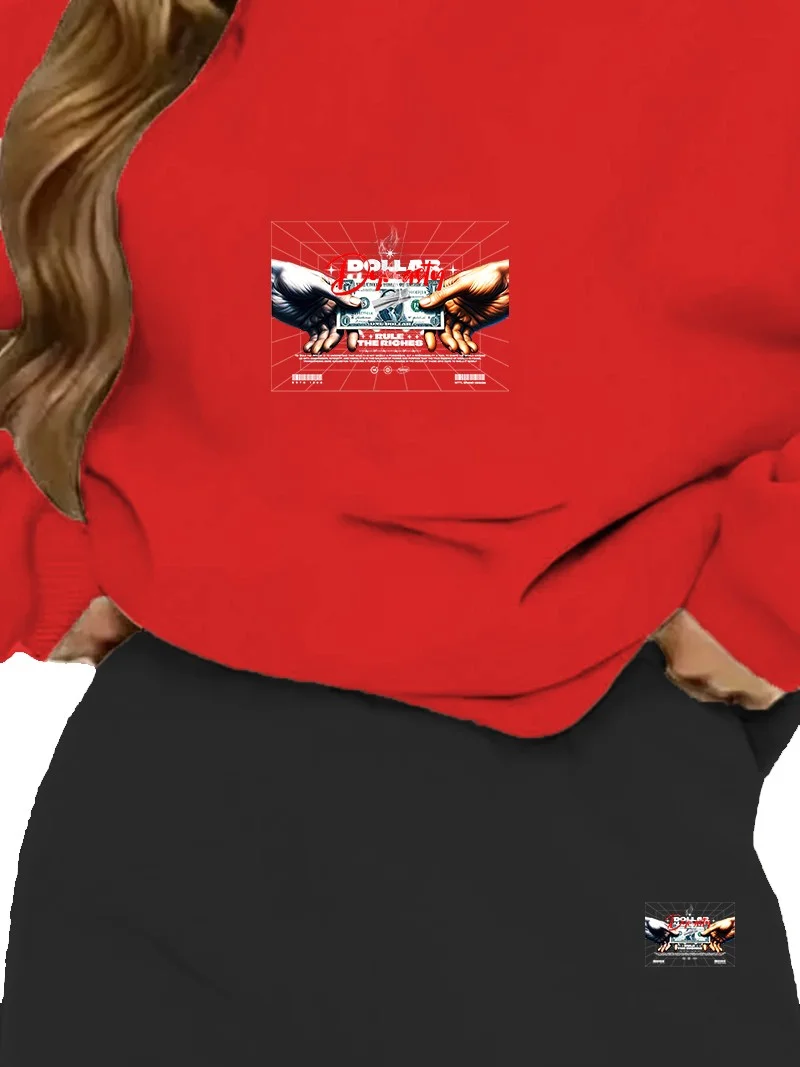 DogFish Tracksuit Oversize Dollardynasty Printed Tracksuit,lover,couple Combination Red