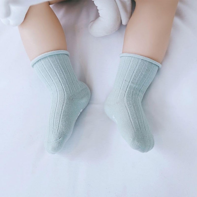 QandSweet Baby Boy Combed Cotton Socks Toddler Crew Sock Non-Skid for Newborn Infant Childrens (0-6 Months, 9 Pairs) - Image 3