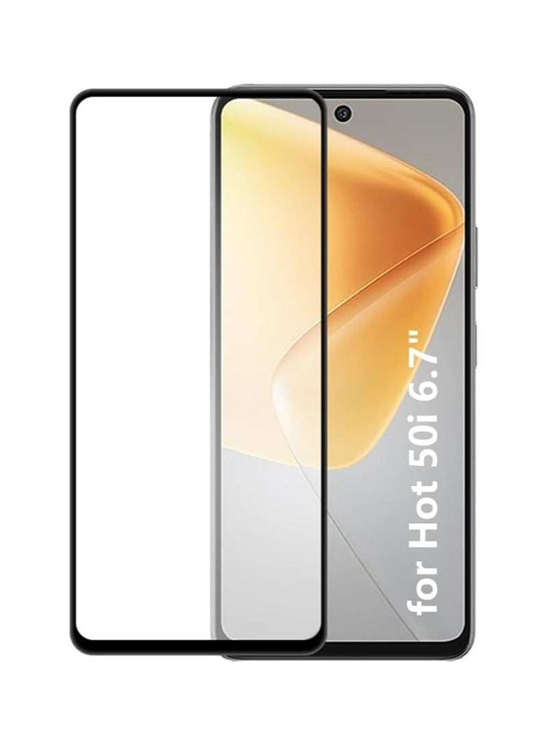 Screen Protector For  Infinix Hot 50i , 5D Tempered Glass Protector 9H Hardness, Bubble Free, HD Clear Infinix Hot 50i Screen Protector