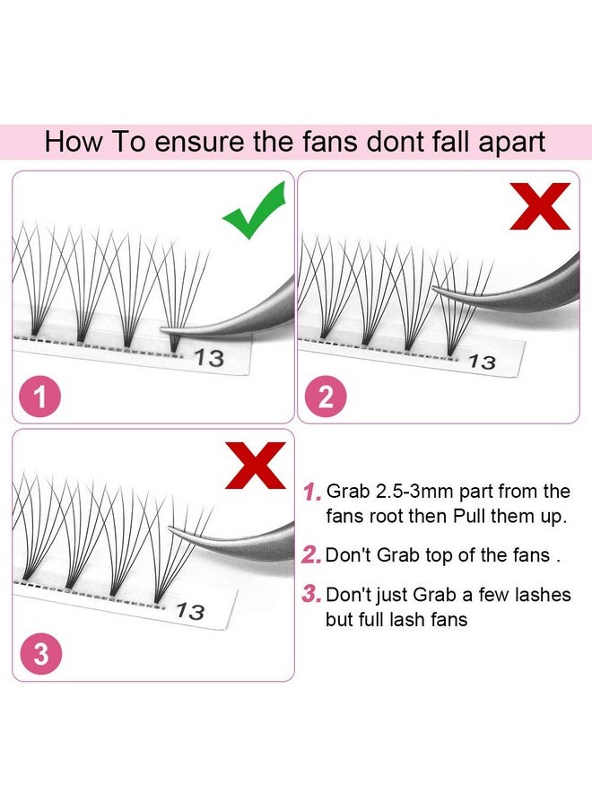 PRO LASHBEAUTY Premade Fans Eyelash Extensions 6D-D-0.10-14 Short Stem Premade Volume Eyelash Extensions .07 .10 C D Curl Pre Made Lash Fans 9 To 20 Mm Volume Lash Extensions (6D-D-0.10,14Mm)  - Image 5