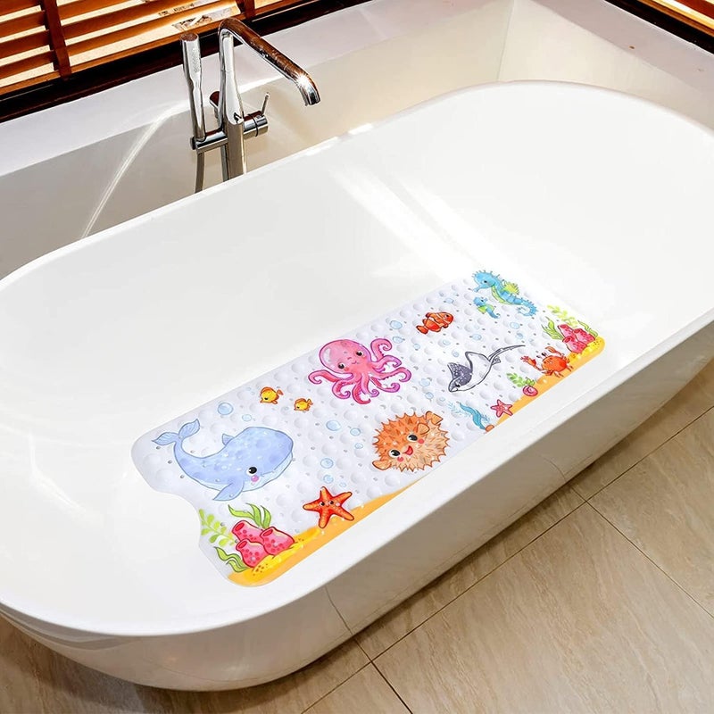 X spring Large Non-Slip Bathtub Mat for Adults and Kids - 40x16 Inch with Suction Cups - Image 2