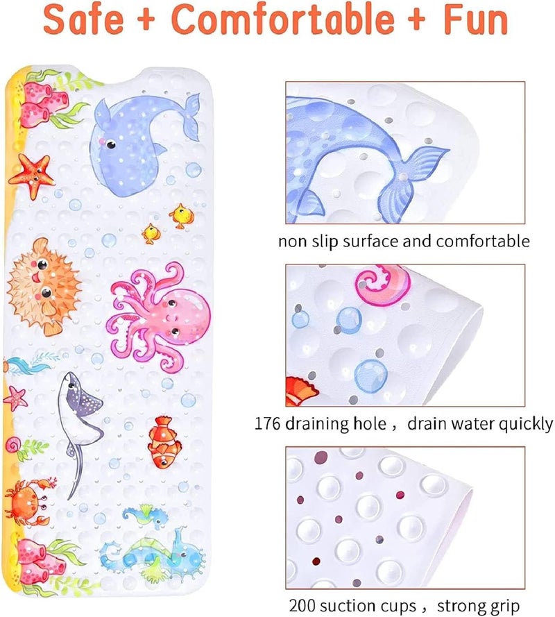 X spring Large Non-Slip Bathtub Mat for Adults and Kids - 40x16 Inch with Suction Cups - Image 4