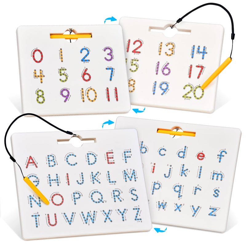 GAMENOTE Double Sided Magnetic Letter  Number Board Set  Alphabet  Numbers Tracing Board for Toddlers ABC Uppercase  Lowercase Practicing Math Learning Educational Toys for Kids