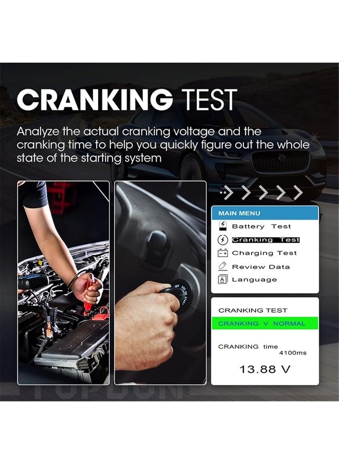 Topdon HOKVJ Digital Battery Tester BT200 12V Car Battery Tester Digital Automotive Diagnostic Battery Tester Analyzer Vehicle Cranking Charging Scanner Tool for Car Truck Marine Motorcycle SUV Boat  - Image 4