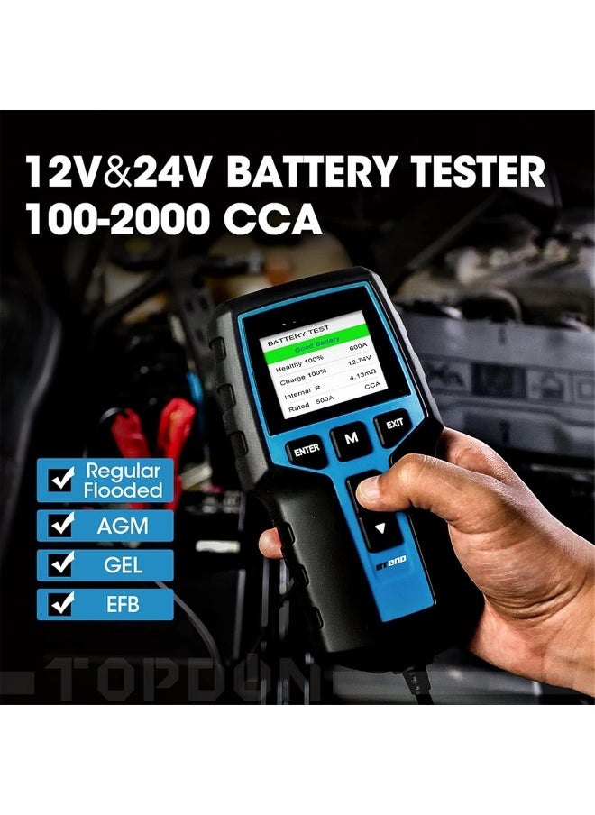 Topdon HOKVJ Digital Battery Tester BT200 12V Car Battery Tester Digital Automotive Diagnostic Battery Tester Analyzer Vehicle Cranking Charging Scanner Tool for Car Truck Marine Motorcycle SUV Boat  - Image 3