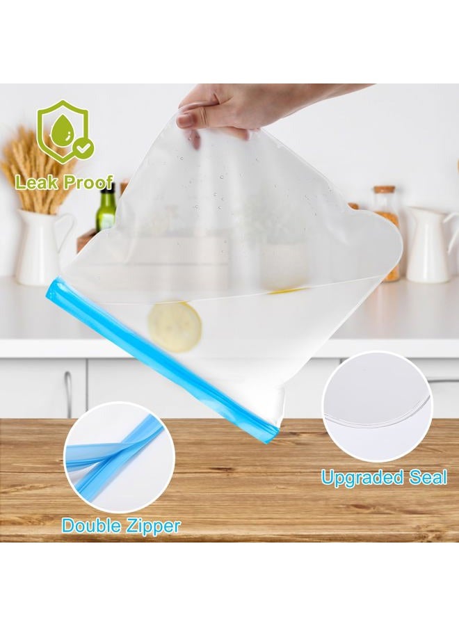Lerine 10 Pack Dishwasher Safe Reusable Bags, Leakproof Reusable Freezer Bags, BPA Free Food Storage Bags for Marinate Food Travel - 3 Gallon 4 Sandwich 3 Snack - Image 4