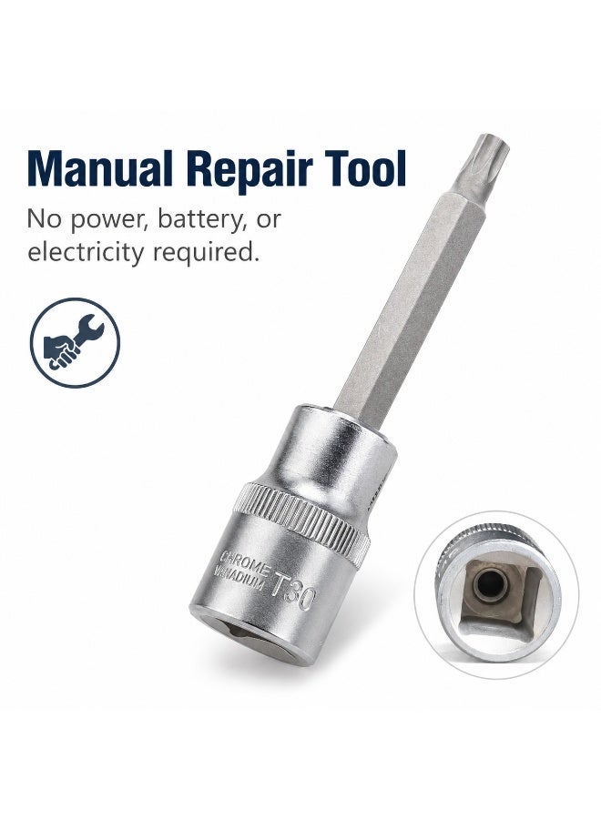 T30 Torx Bit Socket 1/2 Inch Drive, 4 Inch Long CR-V Metal Star Socket Tool For Ratchet, Car Repair, Workshop & DIY Maintenance - Image 4