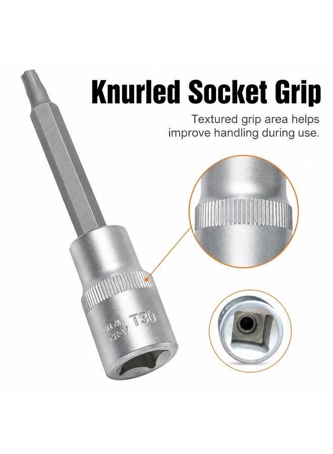 T30 Torx Bit Socket 1/2 Inch Drive, 4 Inch Long CR-V Metal Star Socket Tool For Ratchet, Car Repair, Workshop & DIY Maintenance - Image 5