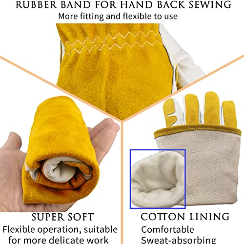 WZQH Professional MIG/TIG Welding Gloves Large, Reinforced Palm & Thumb & Index Finger, Seamless Forefinger, Top Grain Leather Cowhide, Extremely Comfort and Flexible, 14 Inches for Extra Protection - Image 4