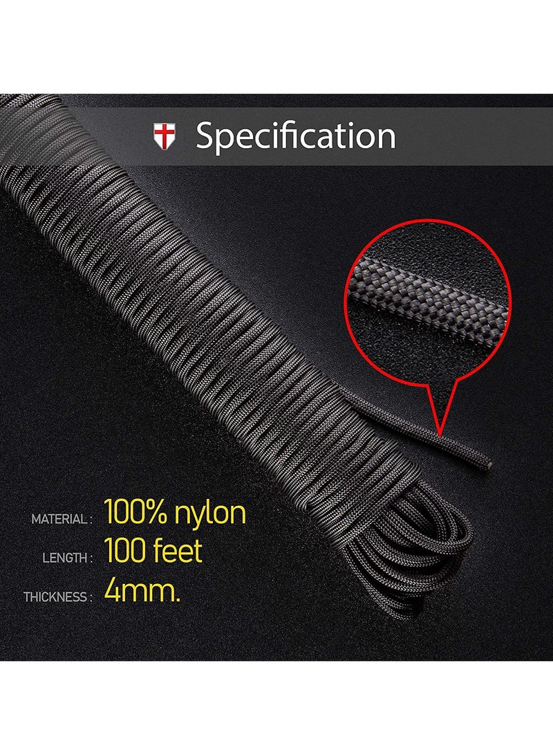 NajmStyle Paracord 100 ft - Type III Paracord 550-4mm Nylon Rope Mil-Spec para Cord - Camping Rope Hiking Fishing Survival Boy Scout Parachute Cord - Outdoor Hammock 550 Paracord - Image 5