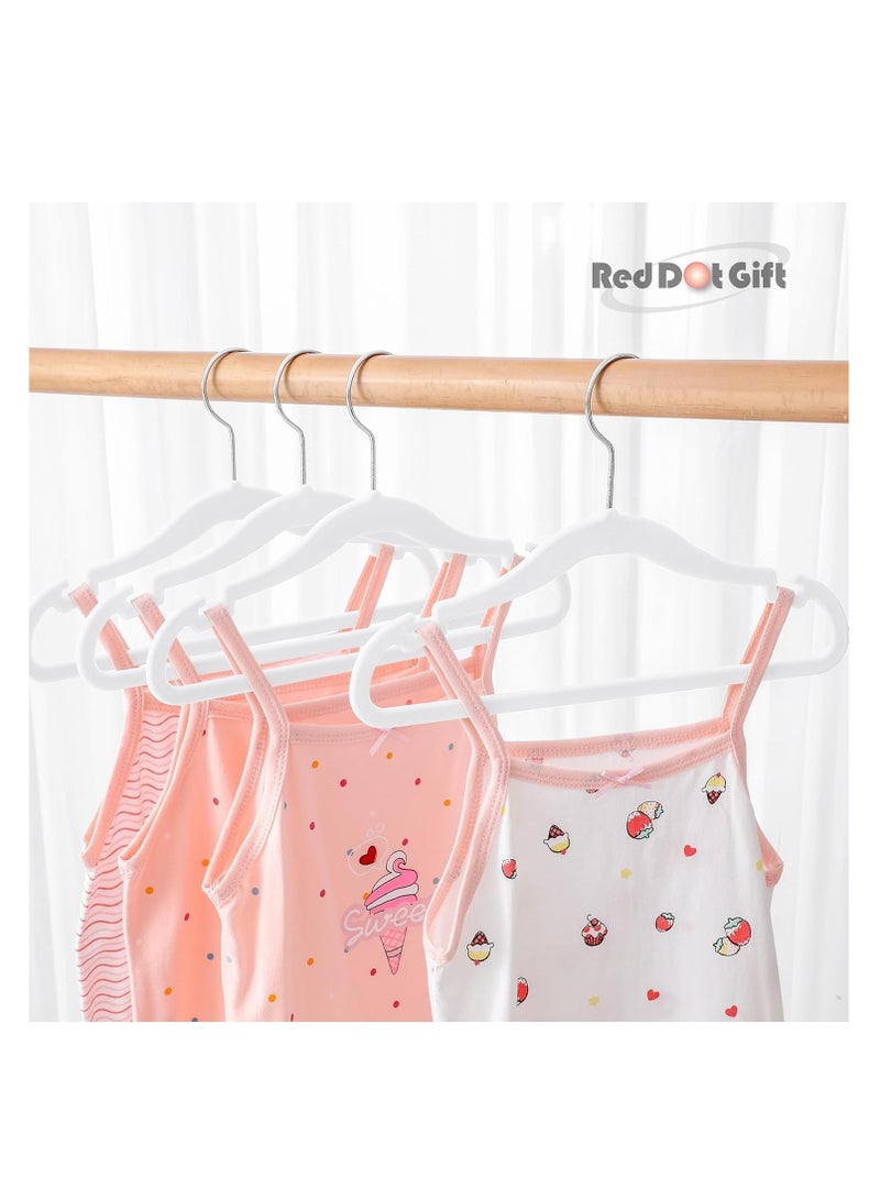 Red Dot Gift Red Dot Gift® Pack of 30 Baby Velvet Clothes Hangers 30cm Heavy Duty Durable Kids Clothes Hangers (White)  - Image 4