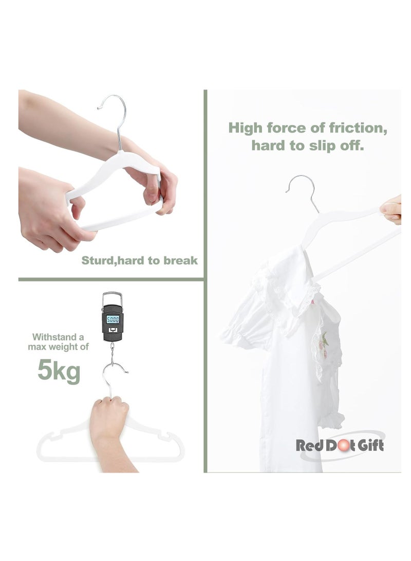 Red Dot Gift Red Dot Gift® Pack of 30 Baby Velvet Clothes Hangers 30cm Heavy Duty Durable Kids Clothes Hangers (White)  - Image 3