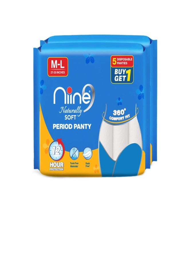 Niine Naturally Soft Disposable Period Panty with 360° Leak Protection | Up to 12 Hours Absorbency | Cottony Soft, Breathable & Rash-Free Comfort M (27-35 inches) - Image 1