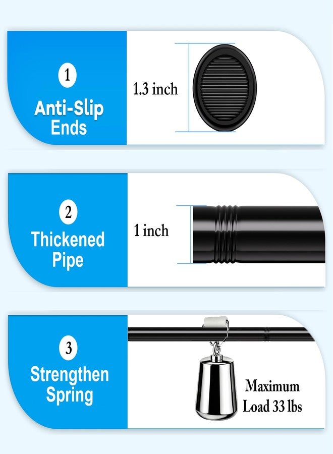 Ginbel Direct Tension Curtain Rods 27-82 Inch, 1"Diameter Shower Curtain Rod Spring Long Adjustable for Bathroom Windows Closet No Drilling No Rust, Black - Image 3