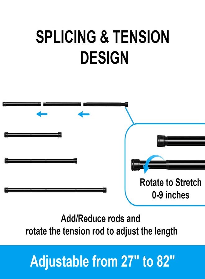 Ginbel Direct Tension Curtain Rods 27-82 Inch, 1"Diameter Shower Curtain Rod Spring Long Adjustable for Bathroom Windows Closet No Drilling No Rust, Black - Image 5