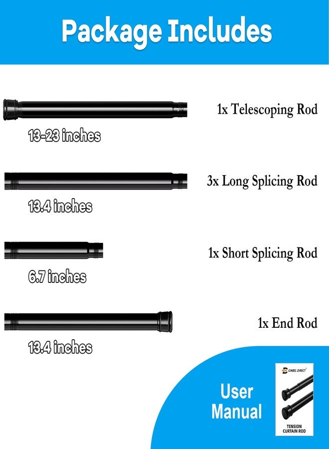 Ginbel Direct Tension Curtain Rods 27-82 Inch, 1"Diameter Shower Curtain Rod Spring Long Adjustable for Bathroom Windows Closet No Drilling No Rust, Black - Image 4