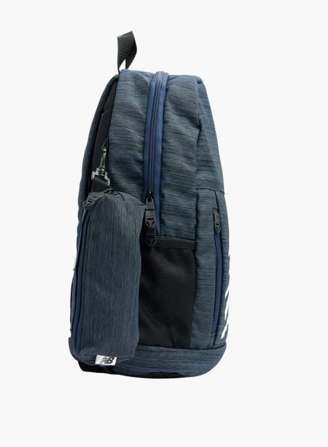 New Balance Logo Print School Backpack with Adjustable Straps and Zip Closure - 14x28x43 cms