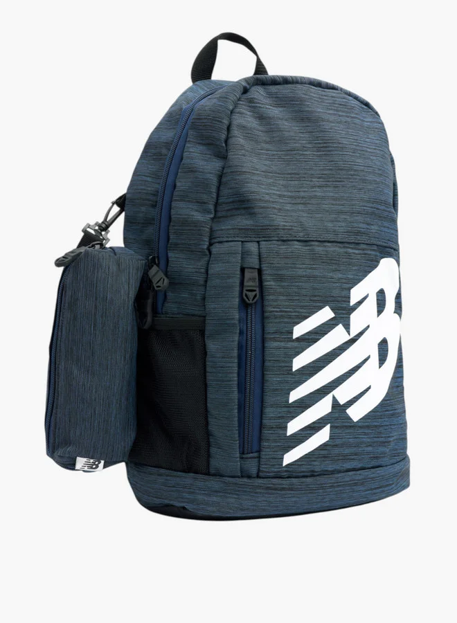 New Balance Logo Print School Backpack with Adjustable Straps and Zip Closure - 14x28x43 cms