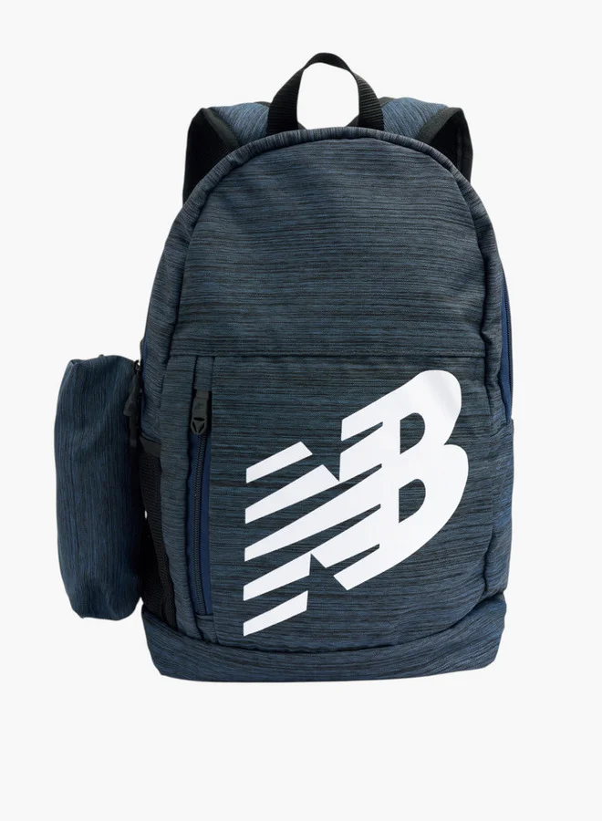 New Balance Logo Print School Backpack with Adjustable Straps and Zip Closure - 14x28x43 cms