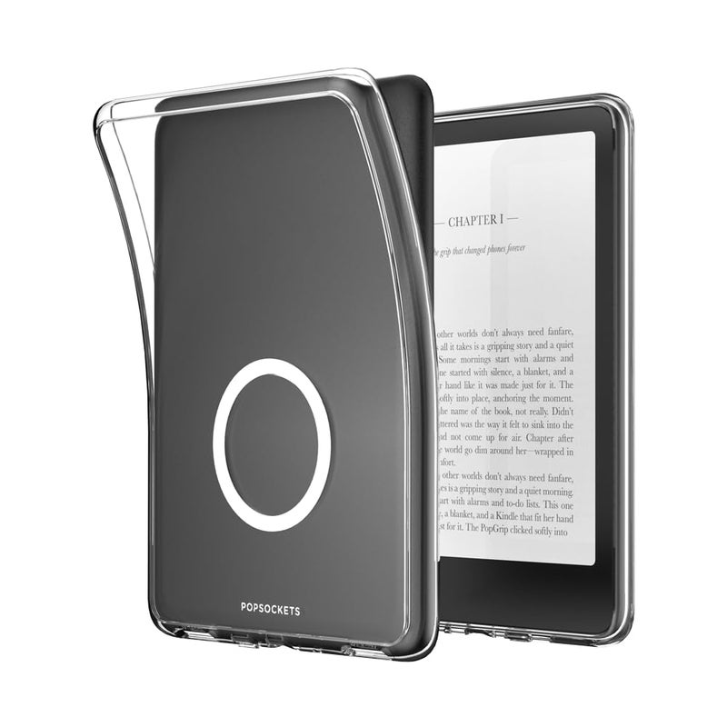 PopSockets Kindle Paperwhite Case (12th Gen, 7â€, 2024/25), Signature Edition & Colorsoft â€“ Slim Protective Cover with Built-in MagSafe-Compatible Ring for MagSafe PopGrip, E-Reader Accessory - Clear - Image 1