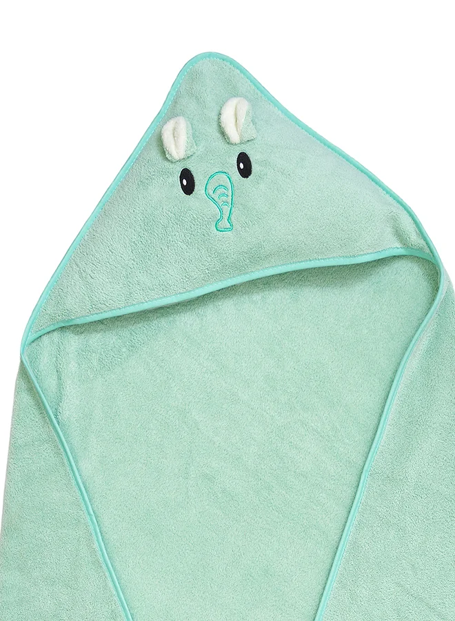 babyqlo Mint Elephant Baby Towel with Hood Wrap