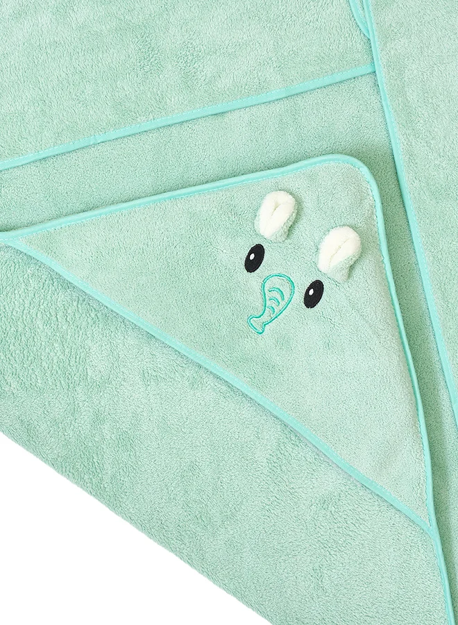 babyqlo Mint Elephant Baby Towel with Hood Wrap