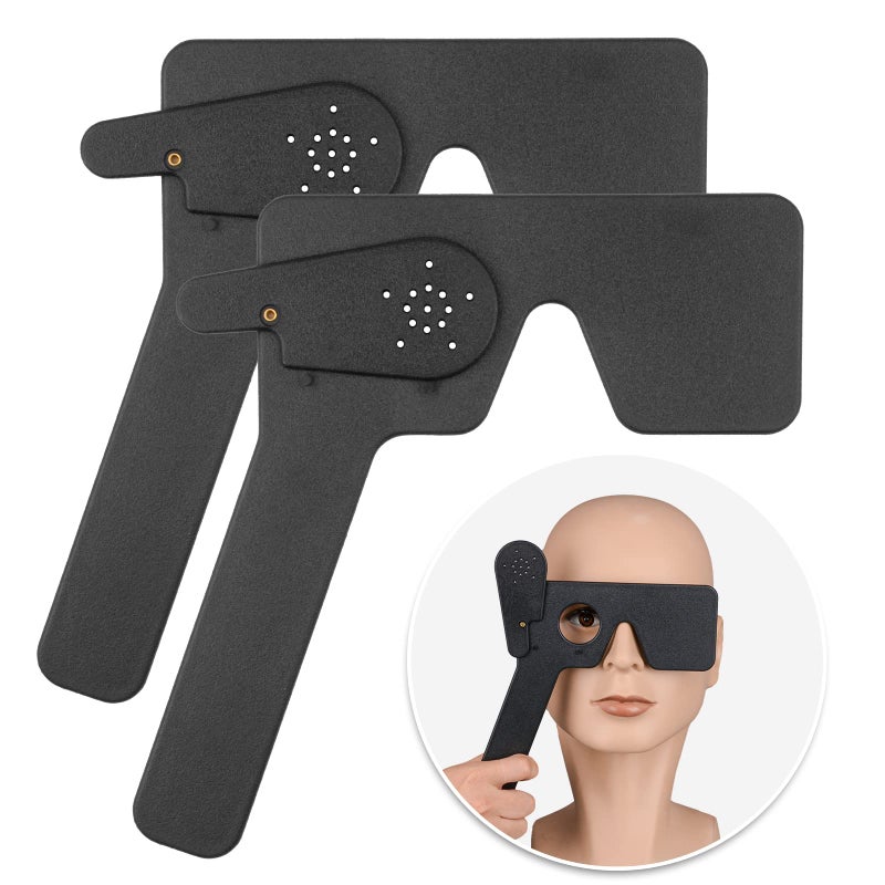 Skillssist 2 Pcs Ophthalmic Eye Occluder with 14 Holes for Ophthalmologists Orthoptists and Orthoptists Eye Exam Tools Black