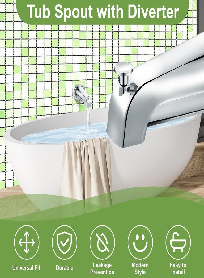 Enhon Tub Spout, Universal Fits 1/2'' Copper Pipe, 1/2'' IPS and 3/4'' IPS, Bathroom Bathtub Tub Faucet Replacement with Adapters (with Diverter,Chrome) - Image 3