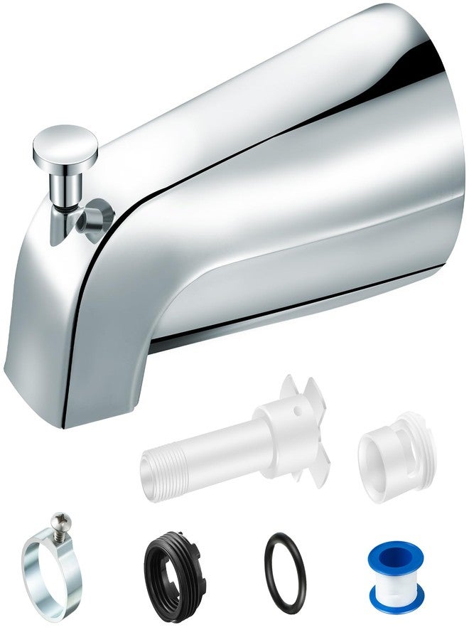 Enhon Tub Spout, Universal Fits 1/2'' Copper Pipe, 1/2'' IPS and 3/4'' IPS, Bathroom Bathtub Tub Faucet Replacement with Adapters (with Diverter,Chrome) - Image 1