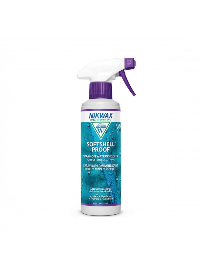 Nikwax Softshell Proof Spray-On High Performance Waterproofing Renewal Treatment Restores DWR Water Repellency in Jackets, Pants, Vests, Outerwear, Ski and Snow Gear - Image 1