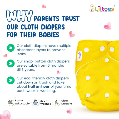 LILTOES® AIO Baby Cloth Diapers 0 to 3 Years | Side Leakage Proof Washable Reusable Diaper For New Born Baby (Pack of 7+7) - Image 5