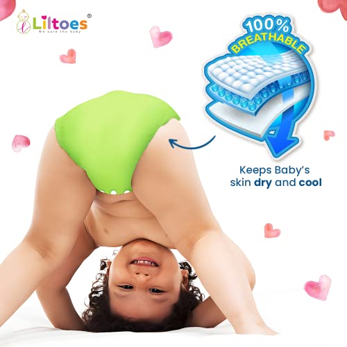 LILTOES® AIO Baby Cloth Diapers 0 to 3 Years | Side Leakage Proof Washable Reusable Diaper For New Born Baby (Pack of 7+7) - Image 3