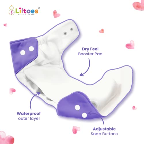 LILTOES® AIO Baby Cloth Diapers 0 to 3 Years | Side Leakage Proof Washable Reusable Diaper For New Born Baby (Pack of 7+7) - Image 2