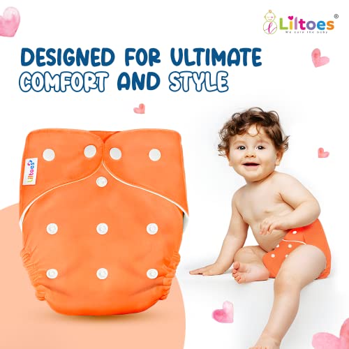 LILTOES® AIO Baby Cloth Diapers 0 to 3 Years | Side Leakage Proof Washable Reusable Diaper For New Born Baby (Pack of 7+7) - Image 4