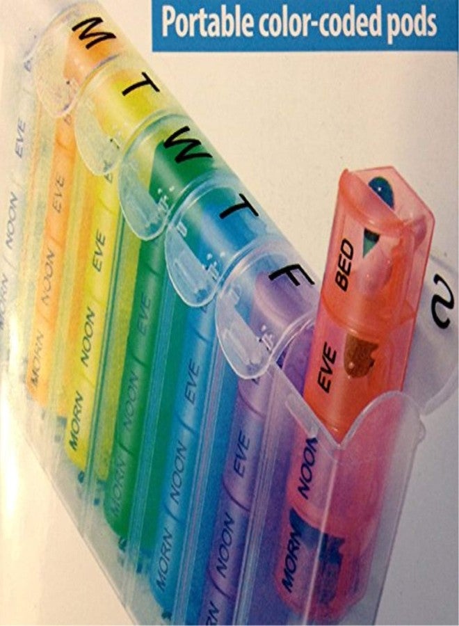 Ideaworks Pill Case | Portable Pop-up Pill Organizer | Weekly Color-Coded pods | Spring-Loaded Action | 28 Compartments | Large Vitamins Pills Organizer Great for Travel or Everyday Use - Image 3