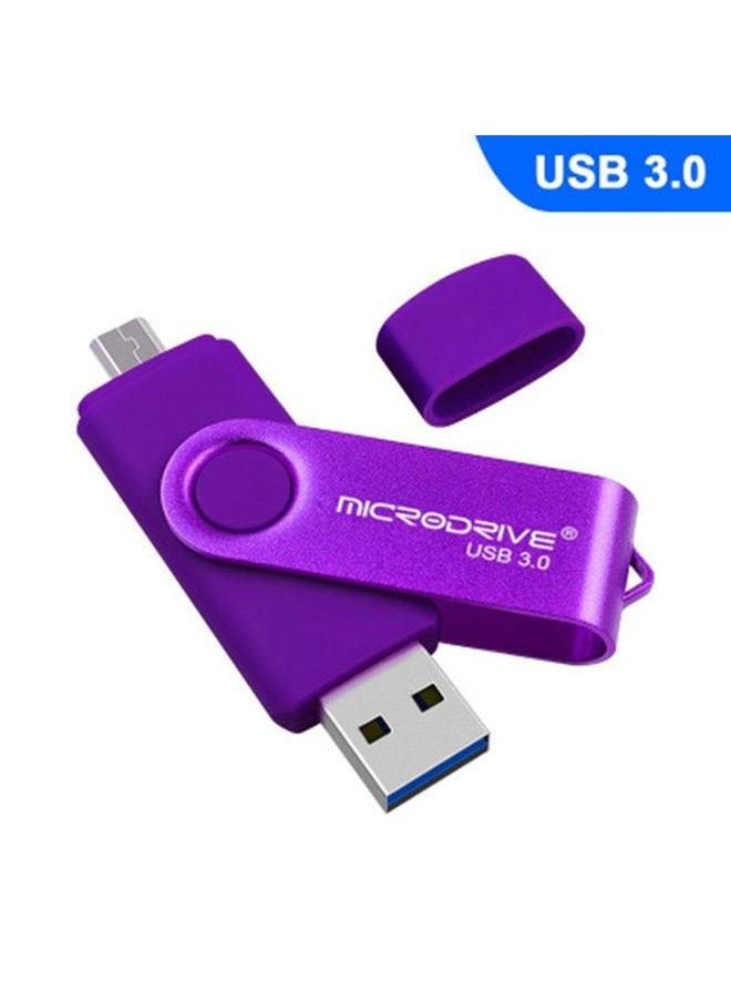 MicroDrive 16GB USB 3.0 Android Phone & Computer Dual-use Rotary Metal U Disk (Purple)