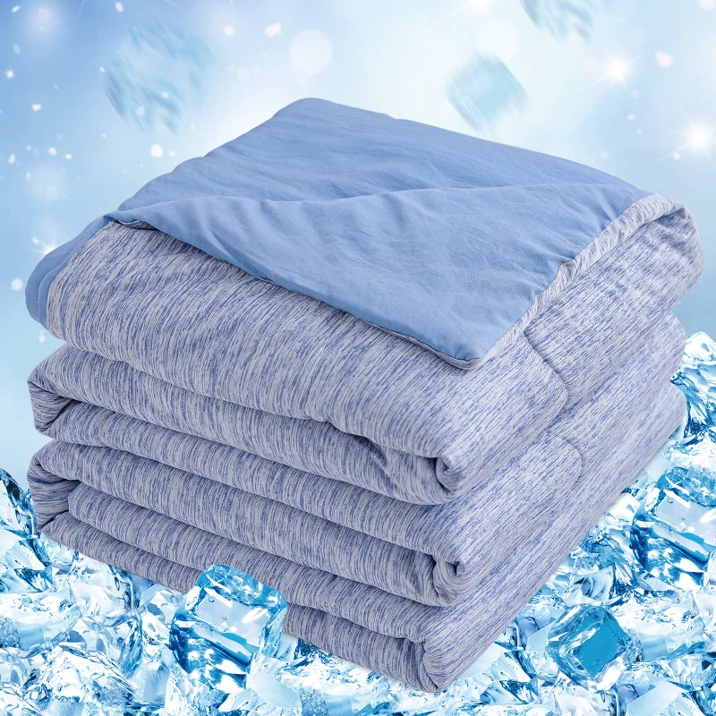 CHOSHOME Cooling Comforter King Size Cooling Blanket with QMax 045 ArcChill Cooling Fiber for Hot Sleeper and Night Sweats Cool Soft Thin Breathable Summer Comforter for Bed 90 x 108 Blue